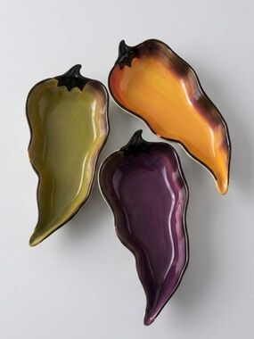 Clay Art La Mesa 3-PC Hand-painted Ceramic Hot Peppers Serveware Vintage 90s